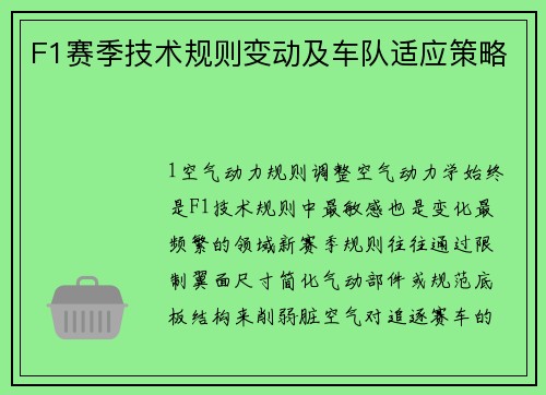 F1赛季技术规则变动及车队适应策略